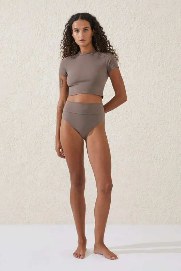Women Bikinis Cotton On Smoothing Swim TShirt Raw Umber Women Bikinis Cotton On Smoothing Swim TShirt Raw Umber