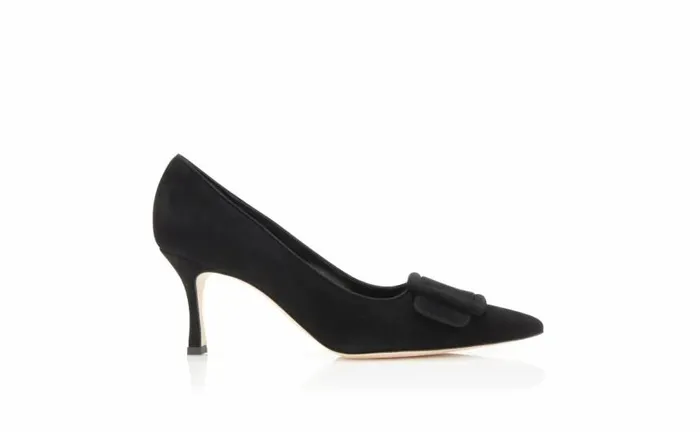 Women Black Suede Buckle Detail Pumps Manolo Blahnik Pumps