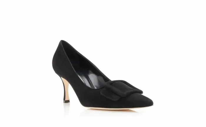 Women Black Suede Buckle Detail Pumps Manolo Blahnik Pumps