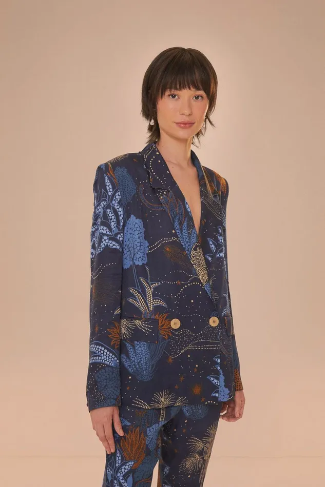 Women Blazers Farm Rio Navy Blue Night Jungle Blazer