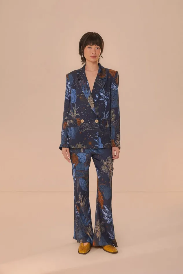 Women Blazers Farm Rio Navy Blue Night Jungle Blazer