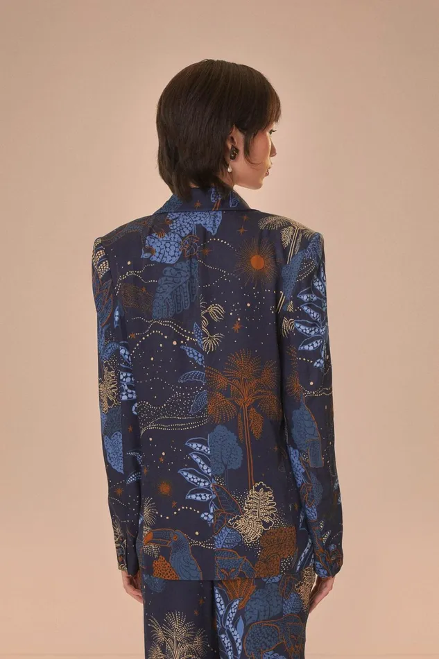 Women Blazers Farm Rio Navy Blue Night Jungle Blazer