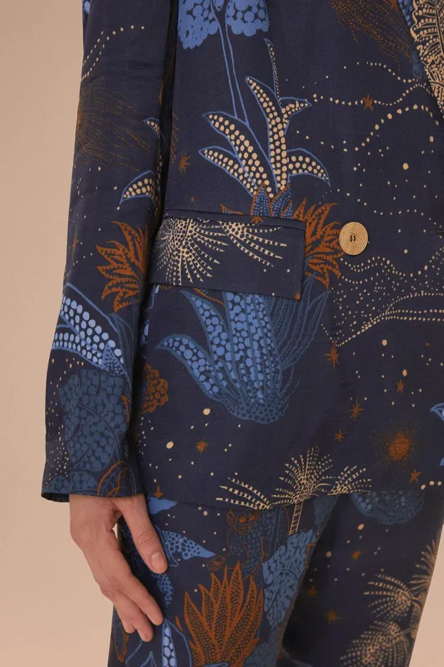 Women Blazers Farm Rio Navy Blue Night Jungle Blazer