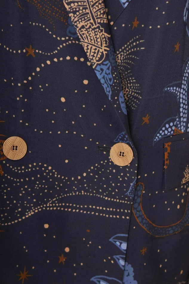 Women Blazers Farm Rio Navy Blue Night Jungle Blazer