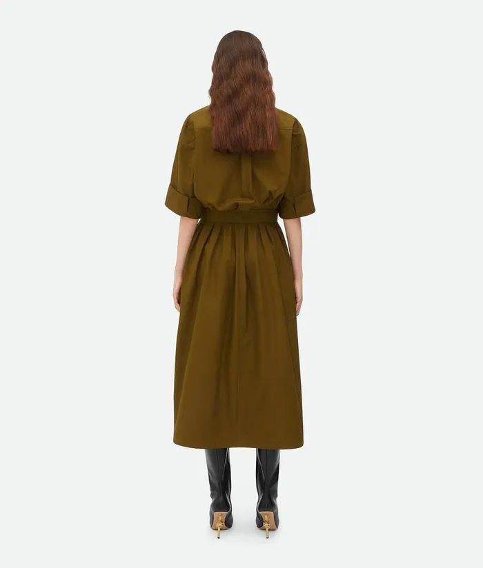 Women Bottega Veneta Dresses Cotton Canvas Dress Olive Oil