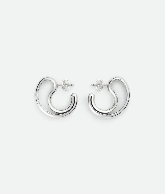 Women Bottega Veneta Earrings Frills Large Earrings Silver