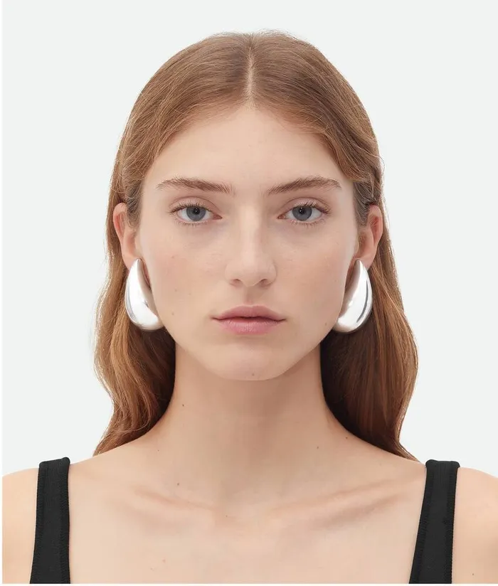 Women Bottega Veneta Earrings Large Drop Earrings Silver