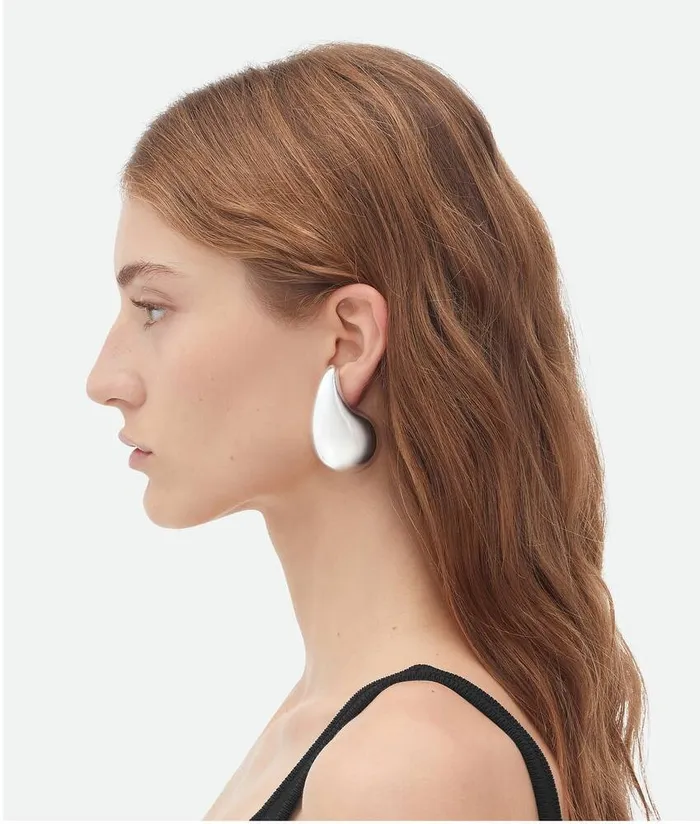 Women Bottega Veneta Earrings Large Drop Earrings Silver