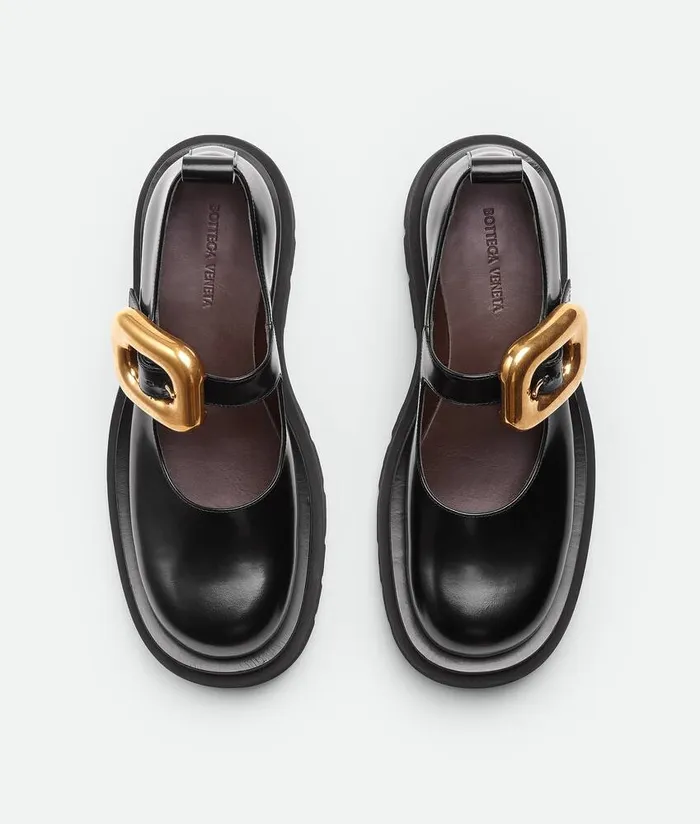Women Bottega Veneta Flats Lug MaryJane Black