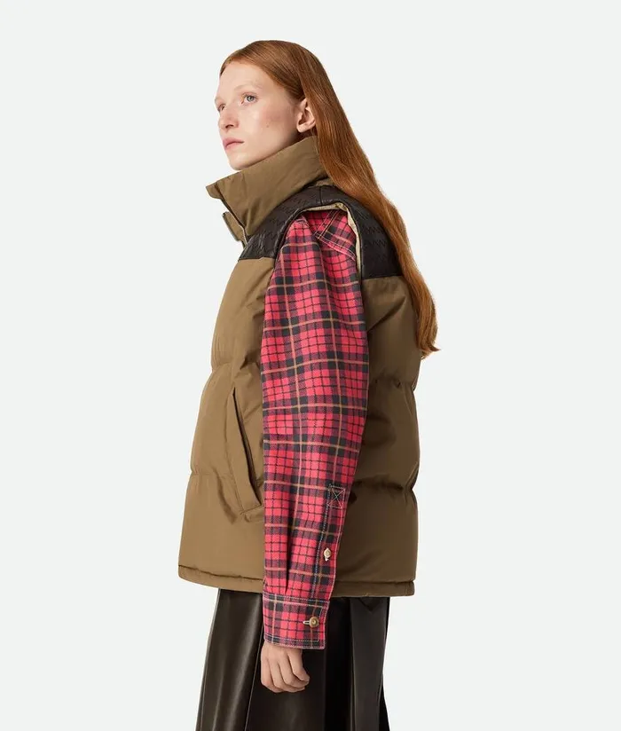 Women Bottega Veneta Jackets Frosted Poplin Puffer Gilet Liana