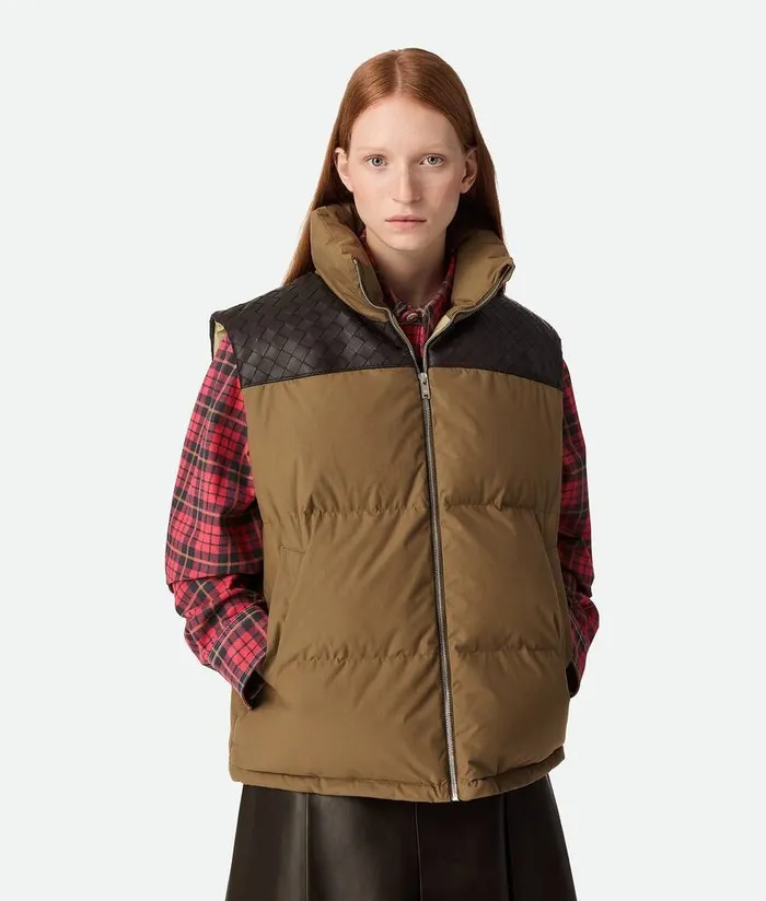Women Bottega Veneta Jackets Frosted Poplin Puffer Gilet Liana