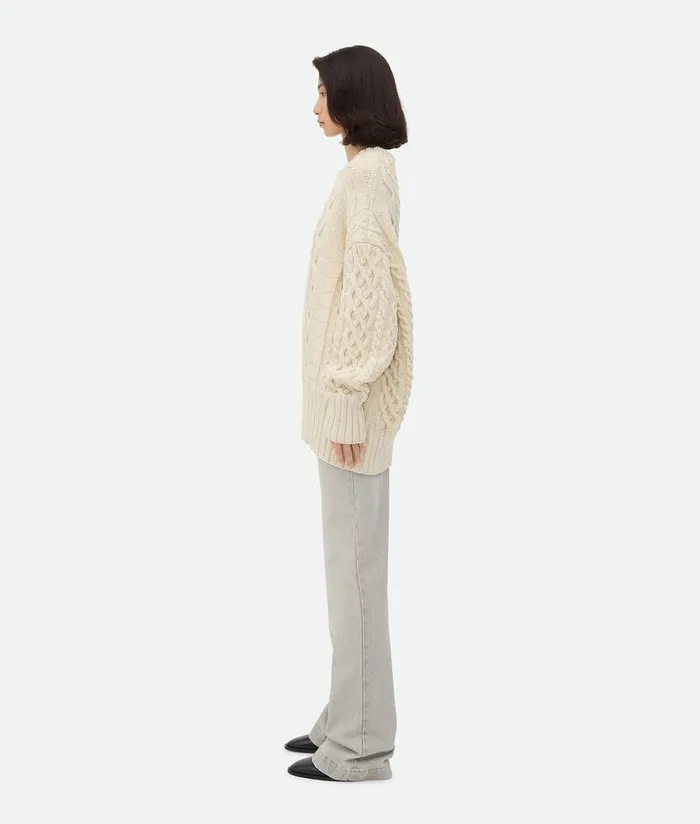 Women Bottega Veneta Knitwear Aran Cable Wool Jumper String