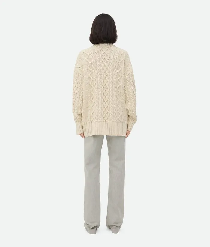 Women Bottega Veneta Knitwear Aran Cable Wool Jumper String