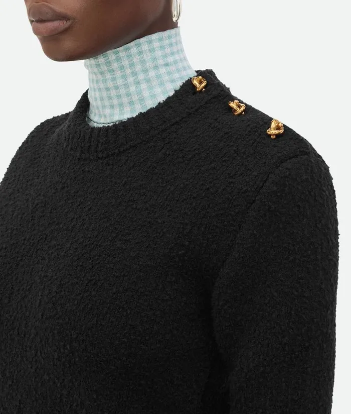 Women Bottega Veneta Knitwear Wool Boucle Jumper Black