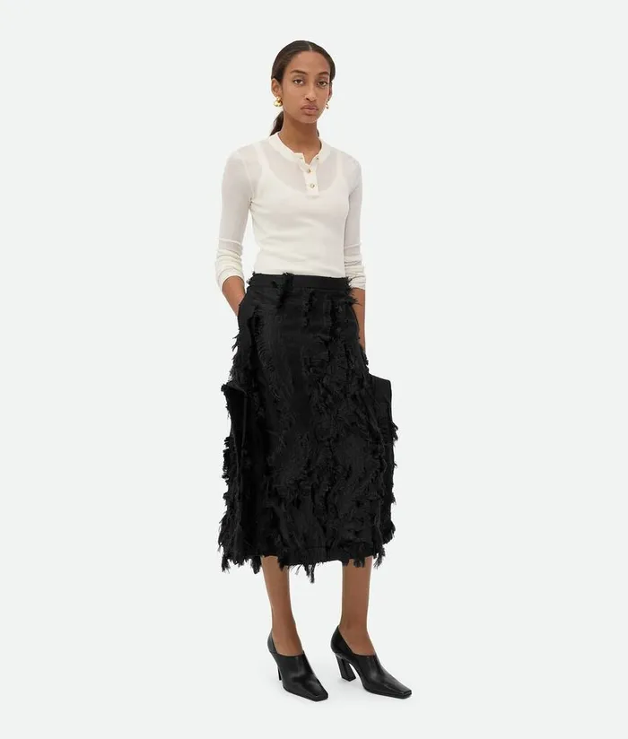 Women Bottega Veneta Skirts Viscose Fil Coupe Skirt Black