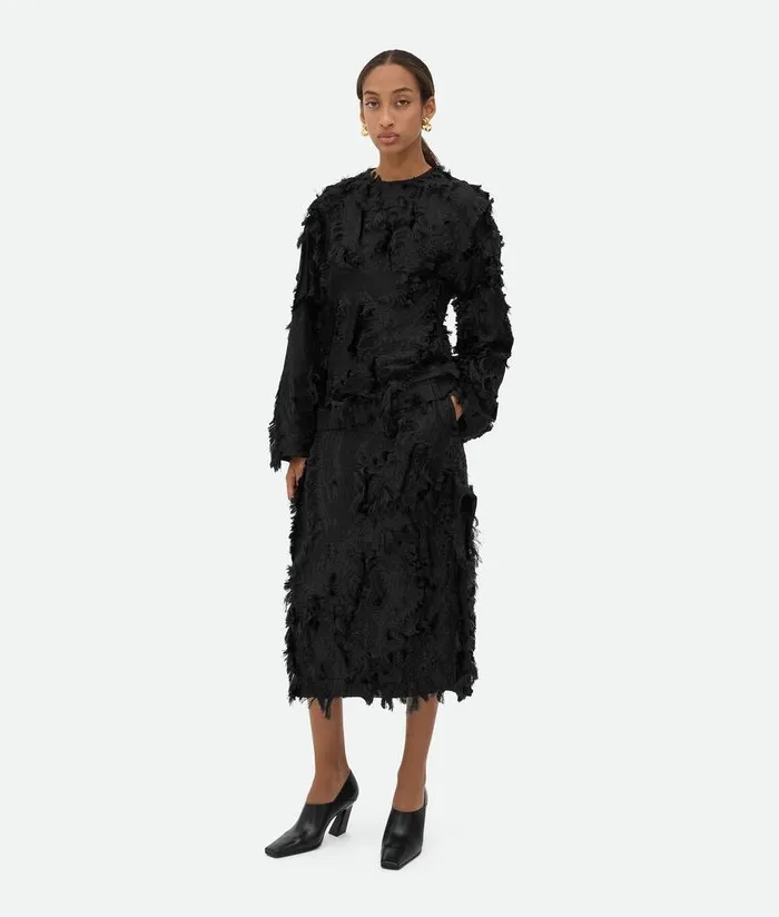 Women Bottega Veneta Skirts Viscose Fil Coupe Skirt Black