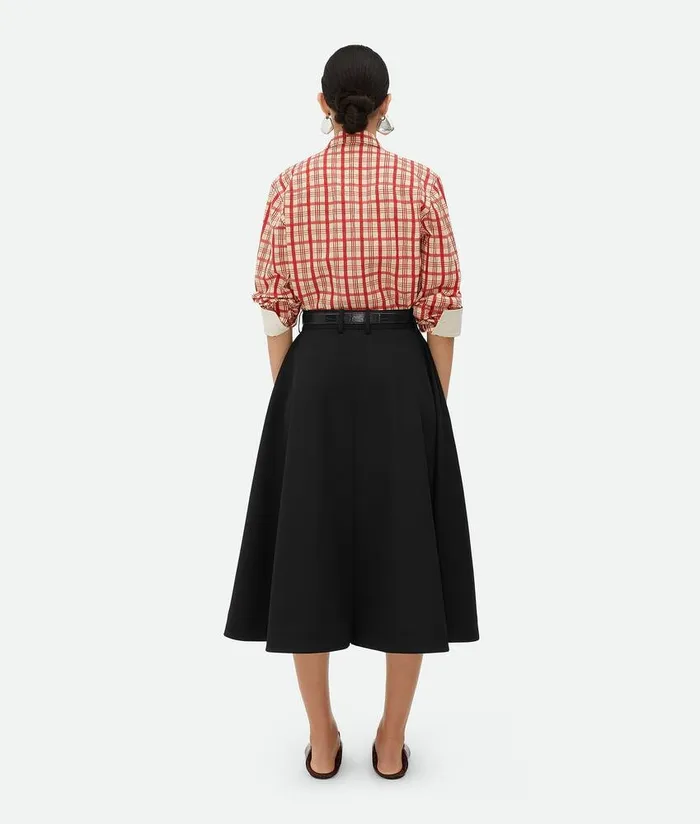 Women Bottega Veneta Skirts Wool Grain De Poudre Skirt Black