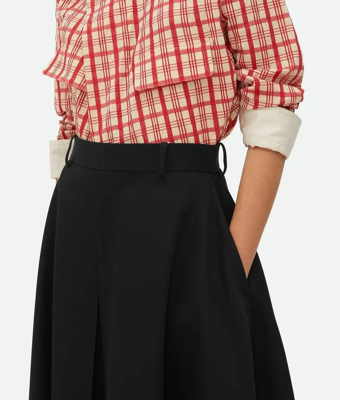 Women Bottega Veneta Skirts Wool Grain De Poudre Skirt Black