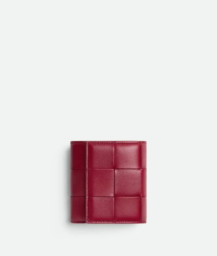 Women Bottega Veneta Small Wallets Cassette TriFold Wallet With Origami Coin Purse Dark Red Bliss Washed Women Bottega Veneta Small Wallets Cassette TriFold Wallet With Origami Coin Purse Dark Red Bliss Washed