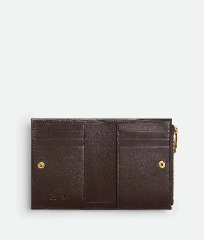 Women Bottega Veneta Small Wallets Intrecciato Diagonal Small BiFold Wallet Fondantnatural