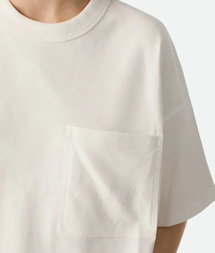 Women Bottega Veneta Tops And TShirts Soft Cotton Jersey TShirt Chalk