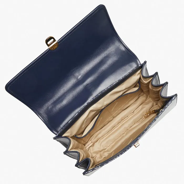 Women Brahmin Satchels Hallie Navy Meadowport Women Brahmin Satchels Hallie Navy Meadowport