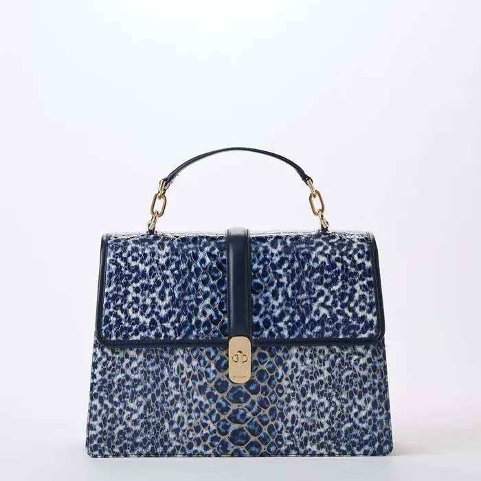 Women Brahmin Satchels Hallie Navy Meadowport Women Brahmin Satchels Hallie Navy Meadowport
