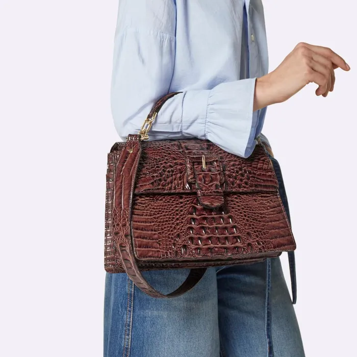 Women Brahmin Satchels Hallie Navy Meadowport Women Brahmin Satchels Hallie Navy Meadowport