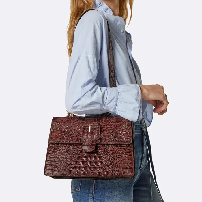 Women Brahmin Satchels Hallie Navy Meadowport Women Brahmin Satchels Hallie Navy Meadowport