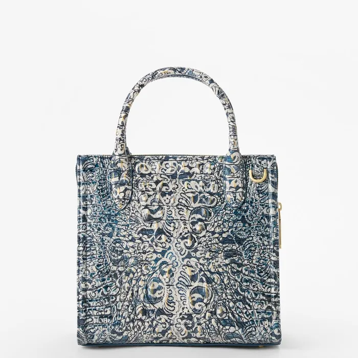 Women Brahmin Satchels Small Caroline Blue Filigree Women Brahmin Satchels Small Caroline Blue Filigree