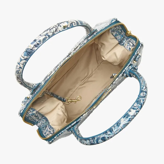 Women Brahmin Satchels Small Caroline Blue Filigree Women Brahmin Satchels Small Caroline Blue Filigree
