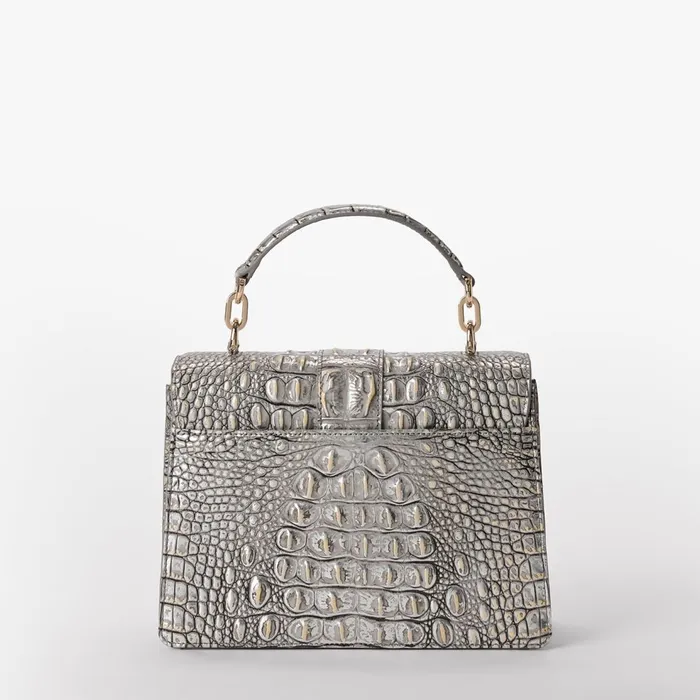Women Brahmin Satchels Small Hallie Chrome Melbourne Women Brahmin Satchels Small Hallie Chrome Melbourne