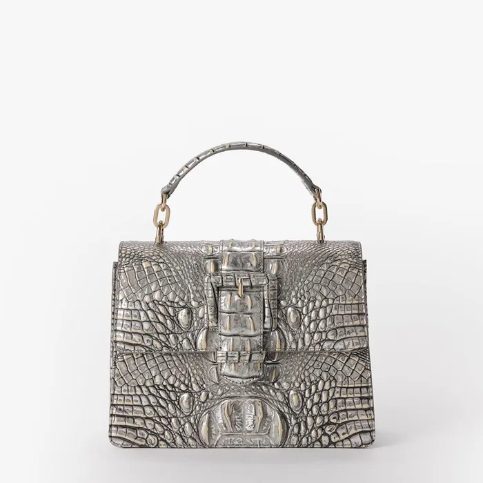 Women Brahmin Satchels Small Hallie Chrome Melbourne Women Brahmin Satchels Small Hallie Chrome Melbourne