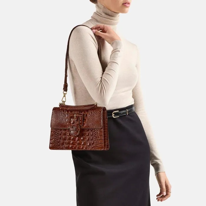 Women Brahmin Satchels Small Hallie Chrome Melbourne Women Brahmin Satchels Small Hallie Chrome Melbourne