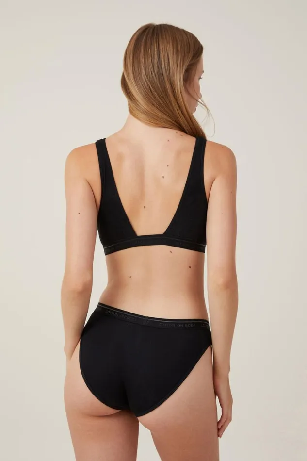 Women Bras Cotton On Organic Cotton Branded Rib Plunge Bralette Black Women Bras Cotton On Organic Cotton Branded Rib Plunge Bralette Black