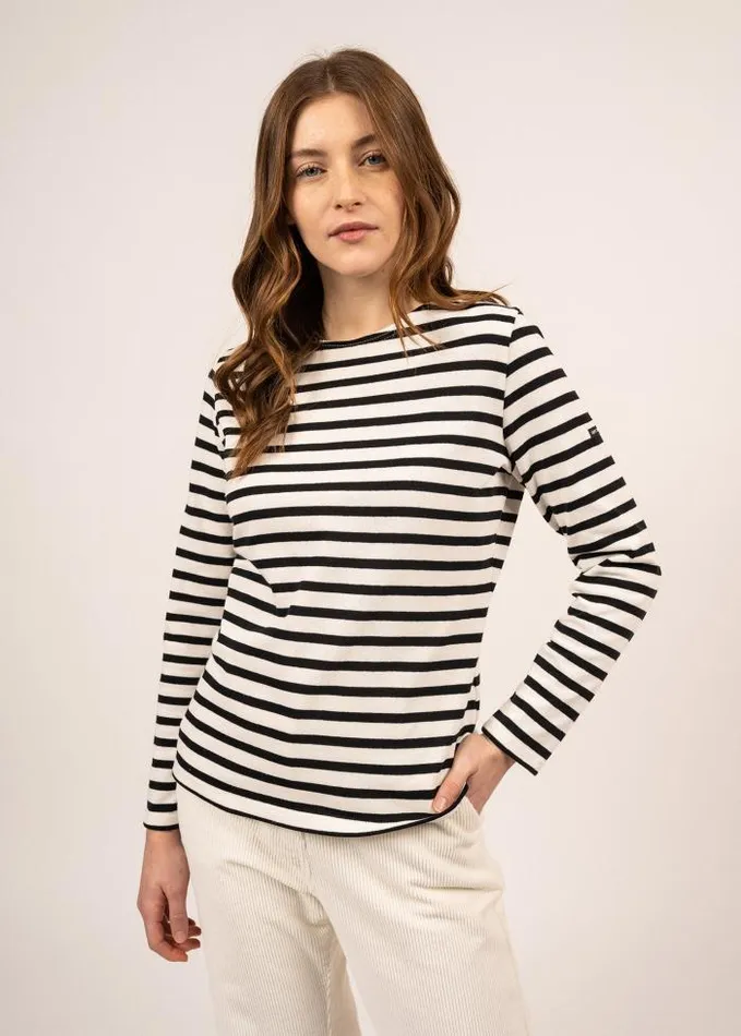 Women Breton Striped Shirts Saint James MERIDAME II Ivory Black