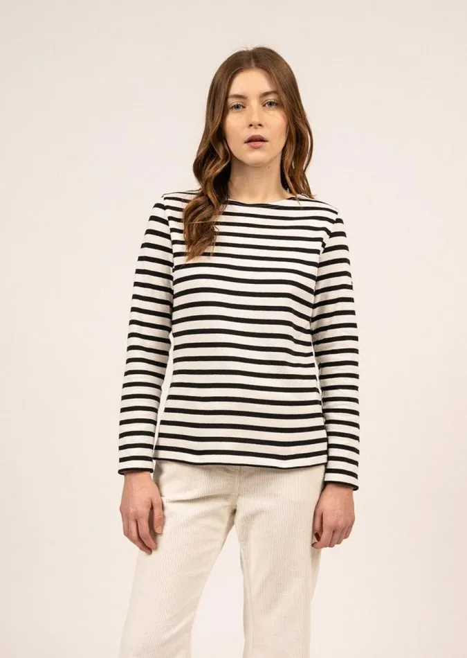 Women Breton Striped Shirts Saint James MERIDAME II Ivory Black