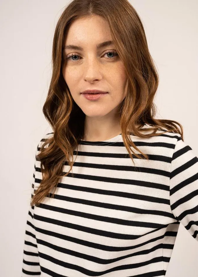 Women Breton Striped Shirts Saint James MERIDAME II Ivory Black