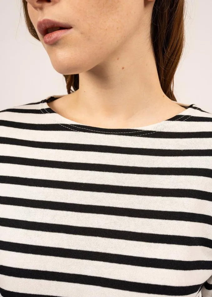 Women Breton Striped Shirts Saint James MERIDAME II Ivory Black