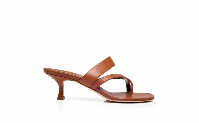 Women Brown Calf Leather Mules Manolo Blahnik Mules