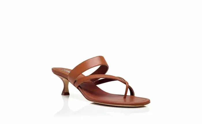 Women Brown Calf Leather Mules Manolo Blahnik Mules