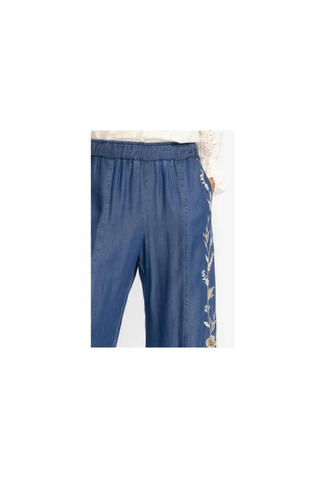 Women Calipso Seamed Wide Leg Pant Denim Blue Johnny Was Bottoms