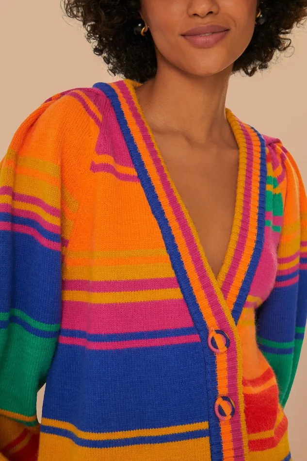 Women Cardigans Farm Rio Bold Stripes Knit Cardigan