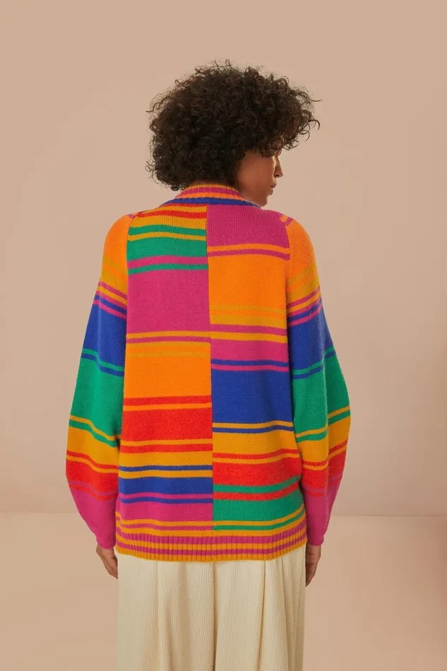 Women Cardigans Farm Rio Bold Stripes Knit Cardigan
