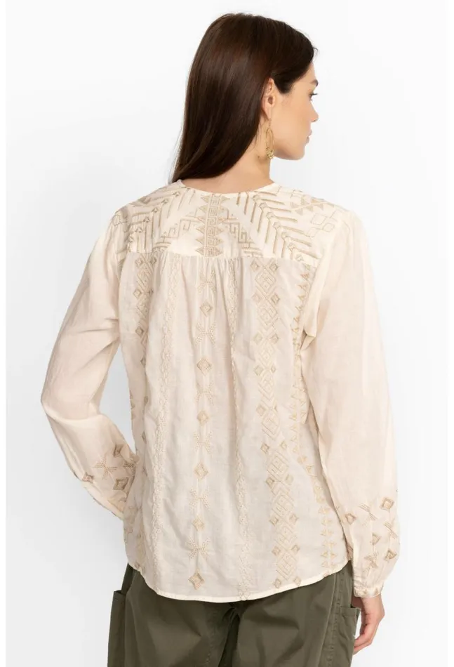 Women Charis Prairie Blouse Ecru Johnny Was Tops