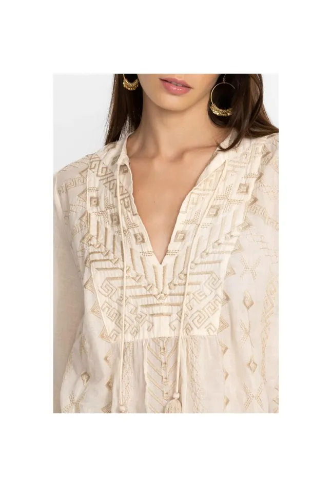 Women Charis Prairie Blouse Ecru Johnny Was Tops