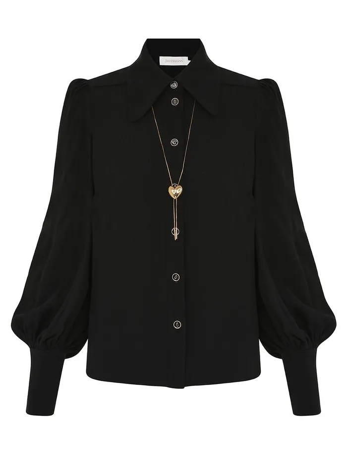 Women Clothing Zimmermann Collared Blouse Black