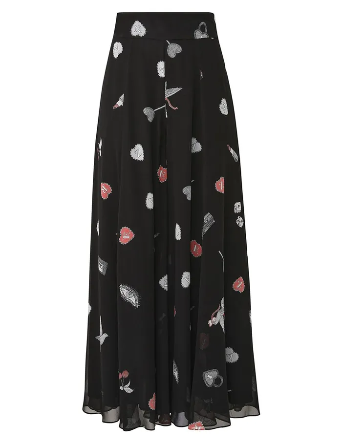 Women Clothing Zimmermann Crush Flared Culotte Black Love Letters