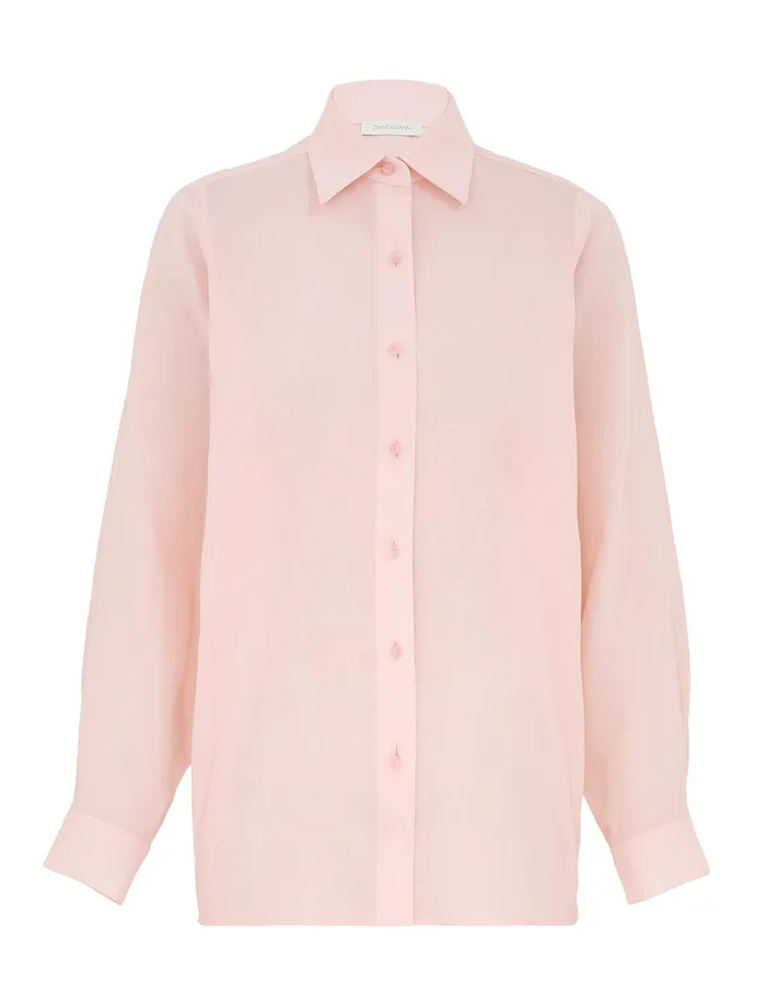 Women Clothing Zimmermann Crush Oversized Shirt Pink