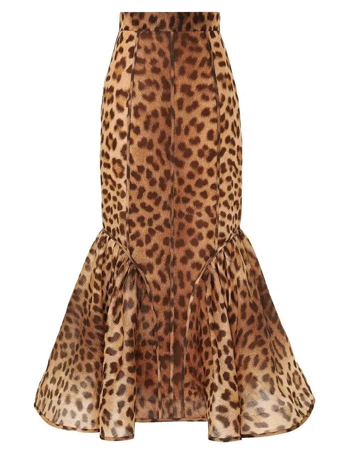 Women Clothing Zimmermann Crush Panelled Pencil Skirt Leopard